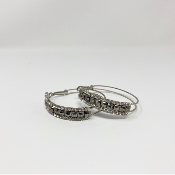 Metallic Grey Hoop Earrings - Picture 1 of 2